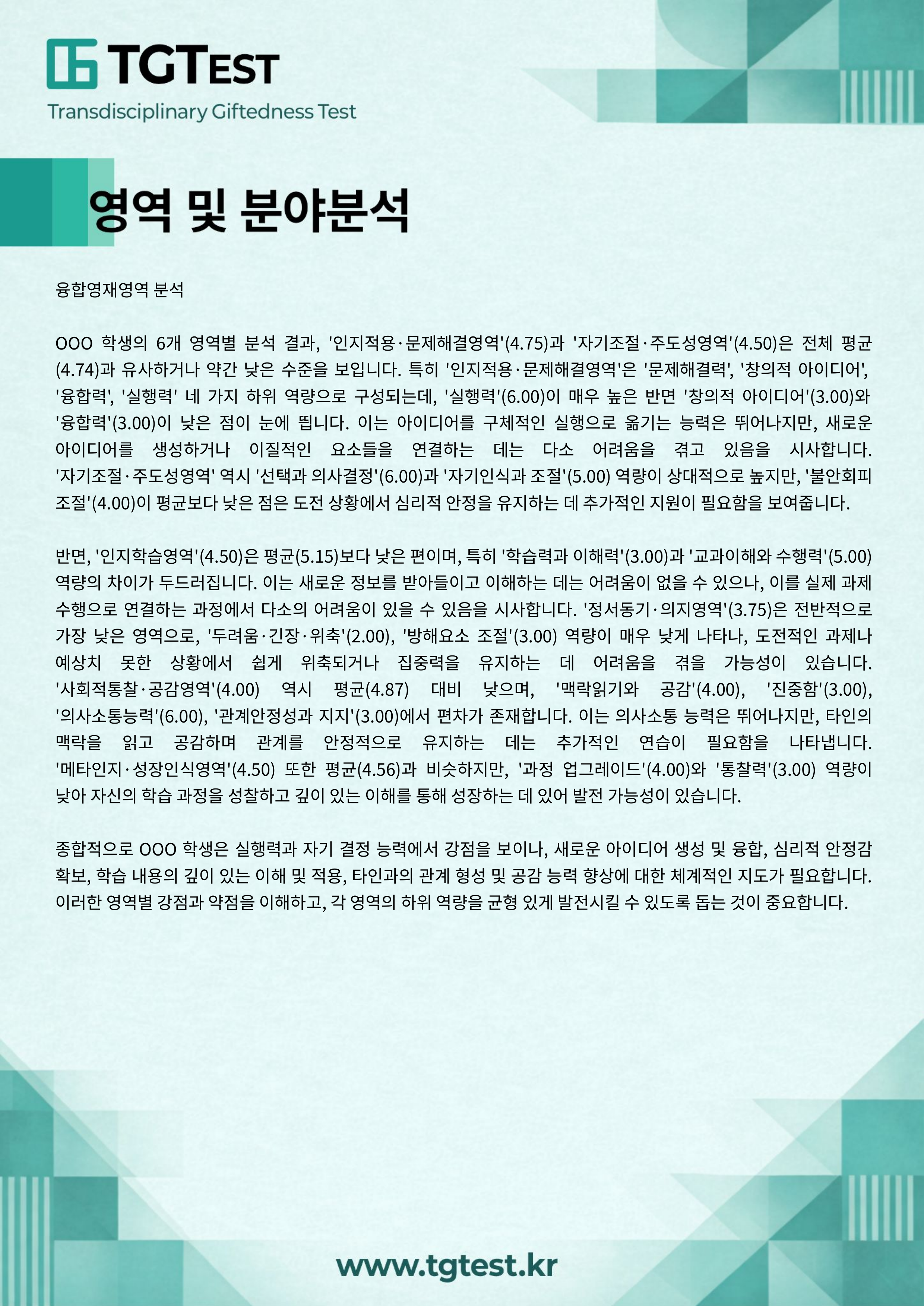 진단 결과 리포트 6페이지